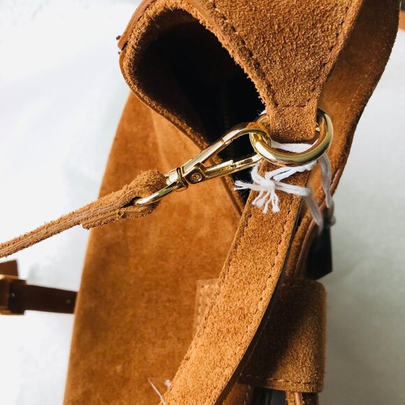 Viola Castellani  Double Compartment Suede  Turn Lock  Shoulder /Crossbody  Bag - Picture 11 of 12